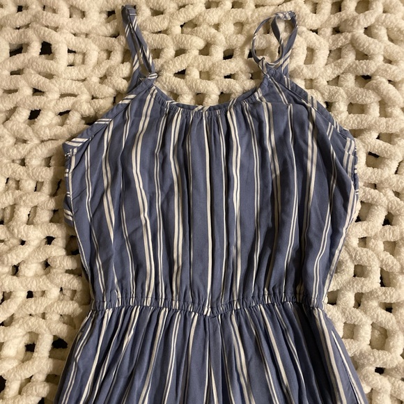 Striped Blue and White Jumpsuit - Picture 2 of 3